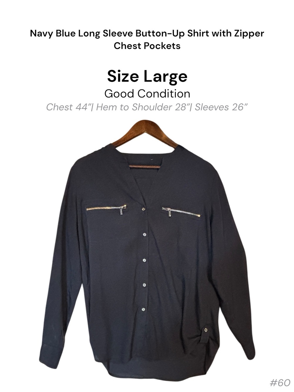 Navy Blue Utility Button Up Blouse Large